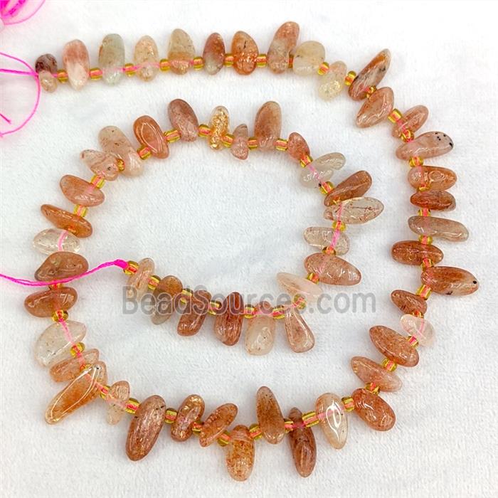 Natural Orange Sunstone Chips Beads Freeform Topdrilled