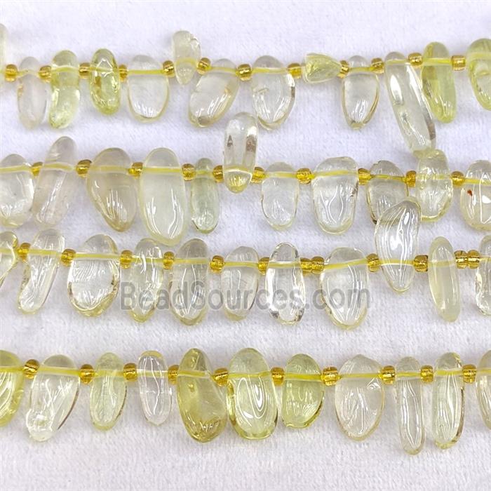 Natural Lemon Quartz Chips Beads Freeform Topdrilled
