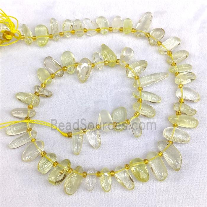 Natural Lemon Quartz Chips Beads Freeform Topdrilled