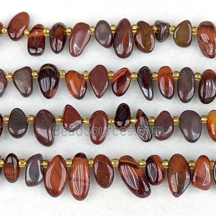 Red Tiger Eye Stone Chips Beads Freeform Topdrilled
