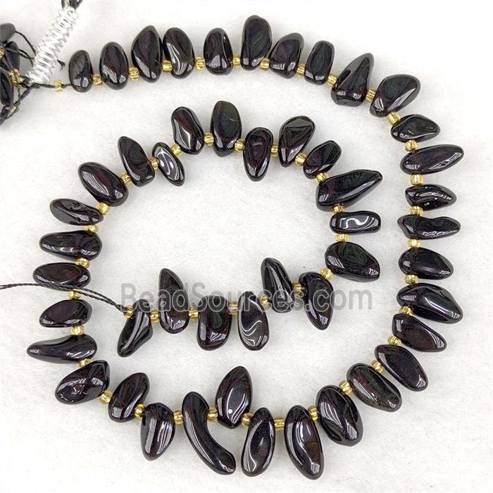 Natural Black Obsidian Chips Beads Freeform Topdrilled