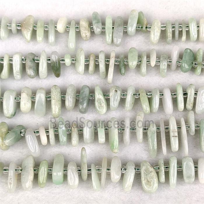 Natural Burmese Nephrite Jade Chips Beads Green Freeform Topdrilled