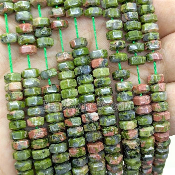 Natural Unakite Hexagon Beads