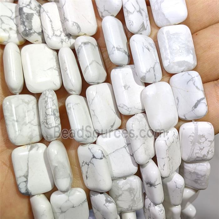 White Howlite Turquoise Rectangle Beads