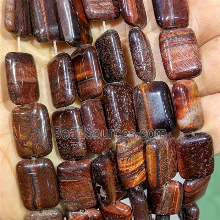 Red Tiger Eye Stone Rectangle Beads