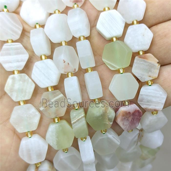 Natural Afghanistan Jadeite Hexagon Beads Matte