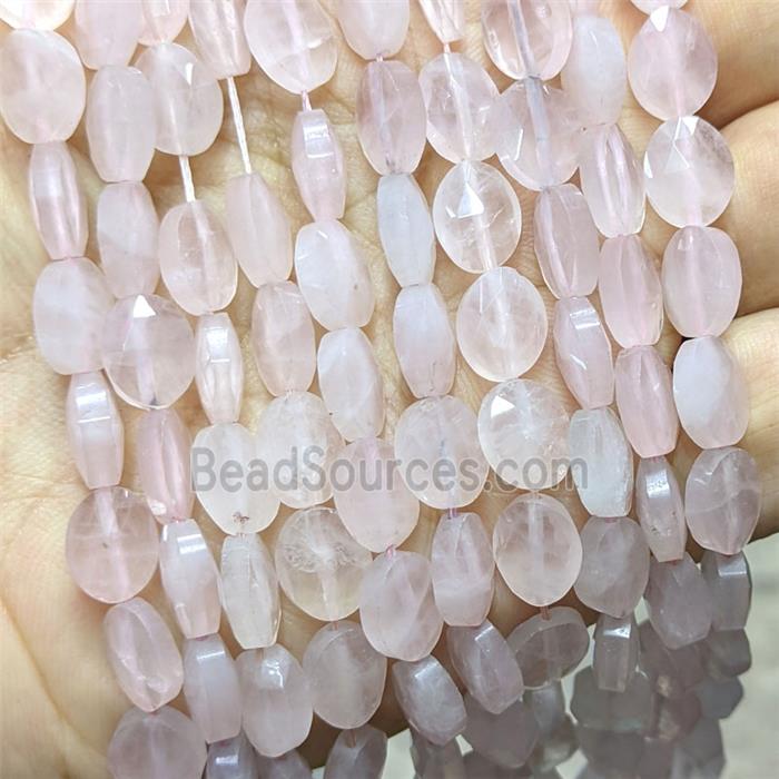 Natural Pink Rose Quartz Oval Beads Faceted