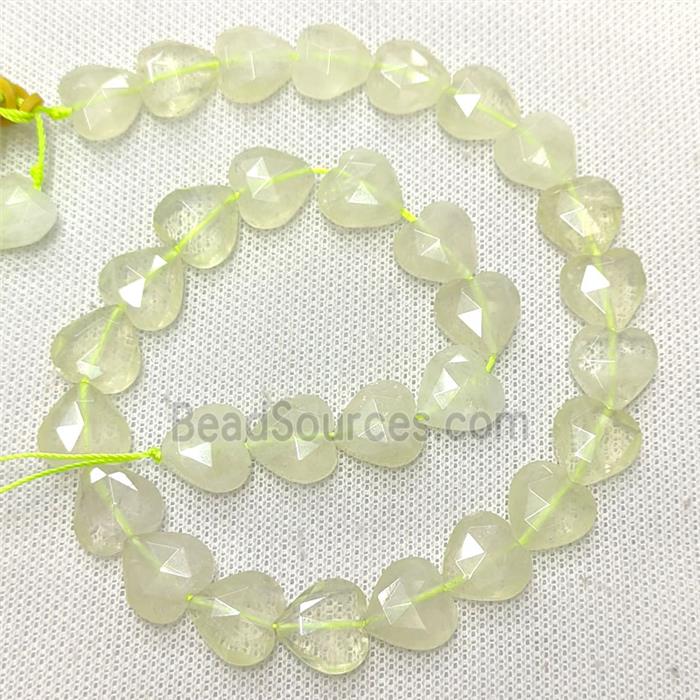 Natural Lemon Quartz Heart Beads Faceted