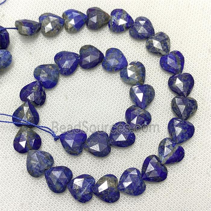 Natural Blue Lapis Lazuli Heart Beads Faceted Undyed