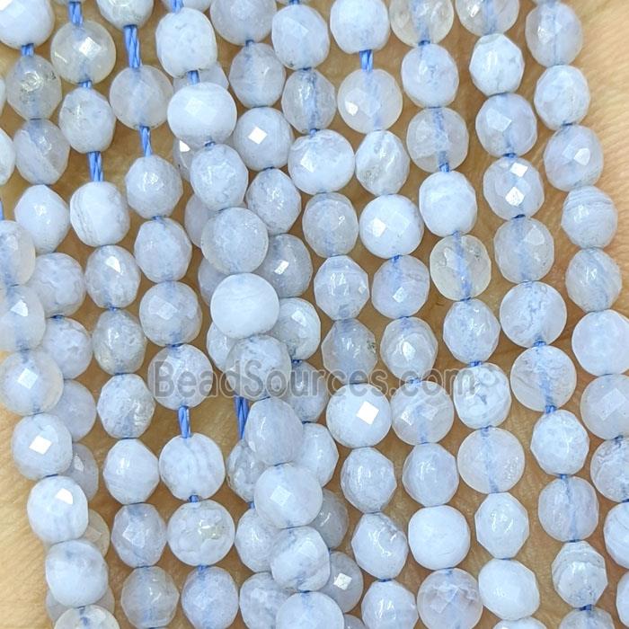 Natural Blue Lace Agate Beads Faceted Circle