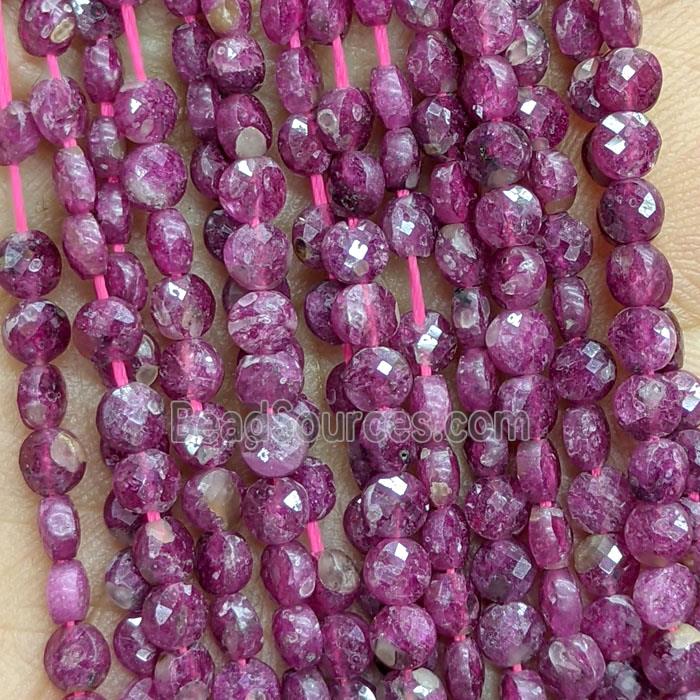Natural Ruby Beads Faceted Circle Red Treated