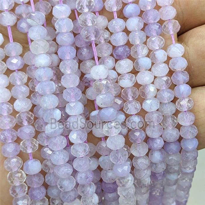 Natural Chalcedony Quartz Beads Lavender Faceted Rondelle