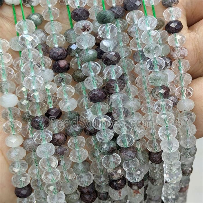 Natural Green Chlorite Quartz Beads Faceted Rondelle