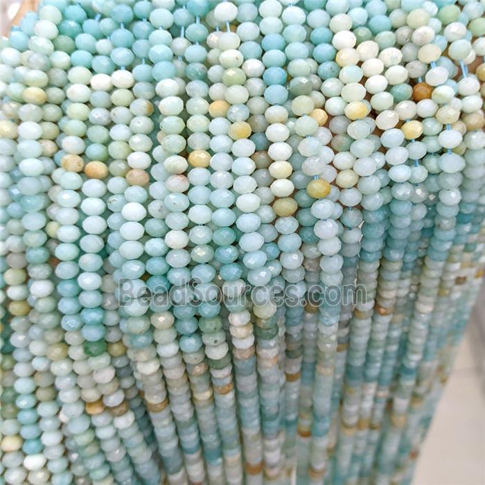 Natural Chinese Amazonite Beads Faceted Rondelle Multicolor