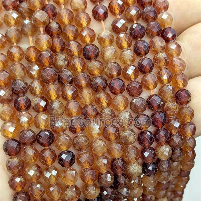 Natural Orange Garnet Beads Faceted Round