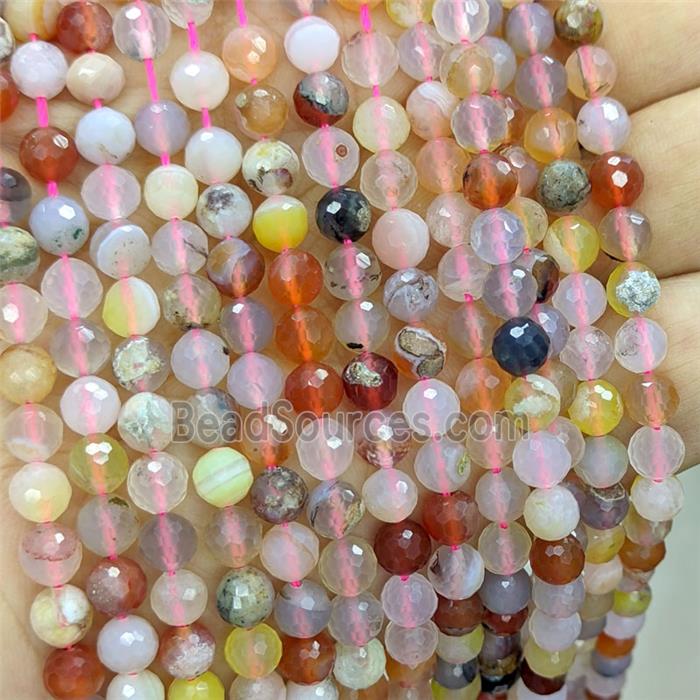 Agate Beads Faceted Round Multicolor Dye
