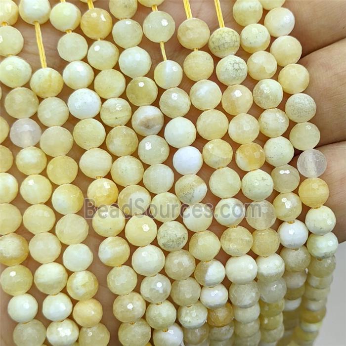 Natural Yellow Honey Jade Beads Faceted Round
