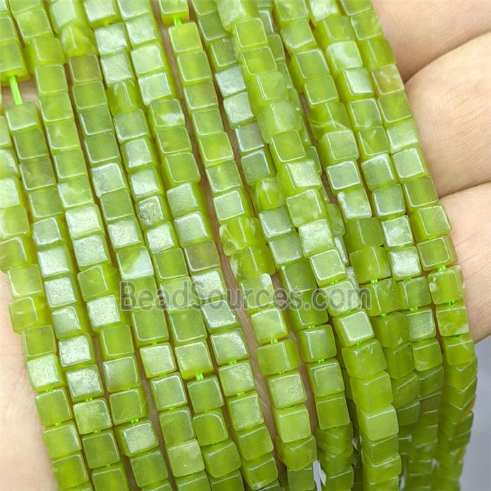 Lemon Jade Cube Beads