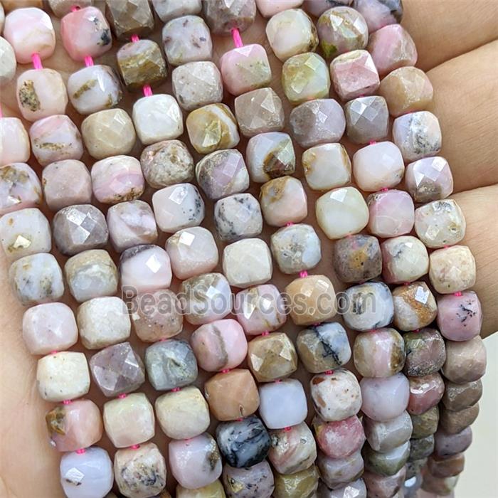 Natural Pink Opal Beads AB-Grade Faceted Cube