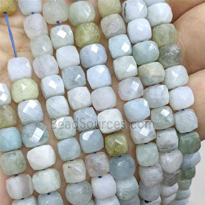 Natural Aquamarine Beads Faceted Cube