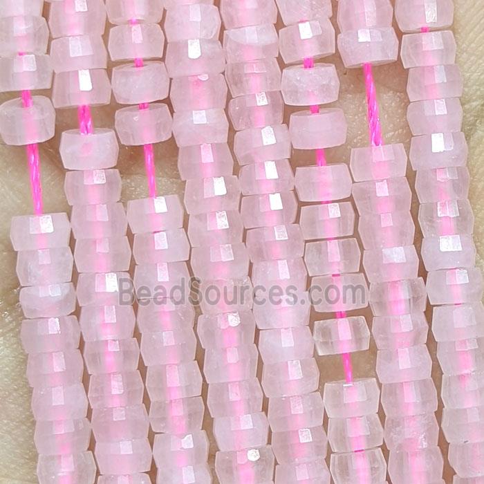 Natural Pink Rose Quartz Heishi Beads Faceted