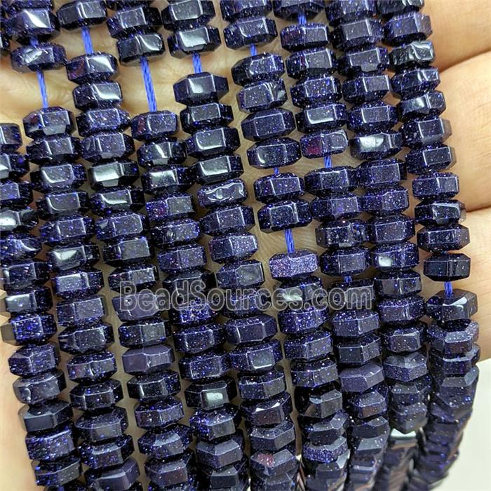 Blue Sandstone Hexagon Beads