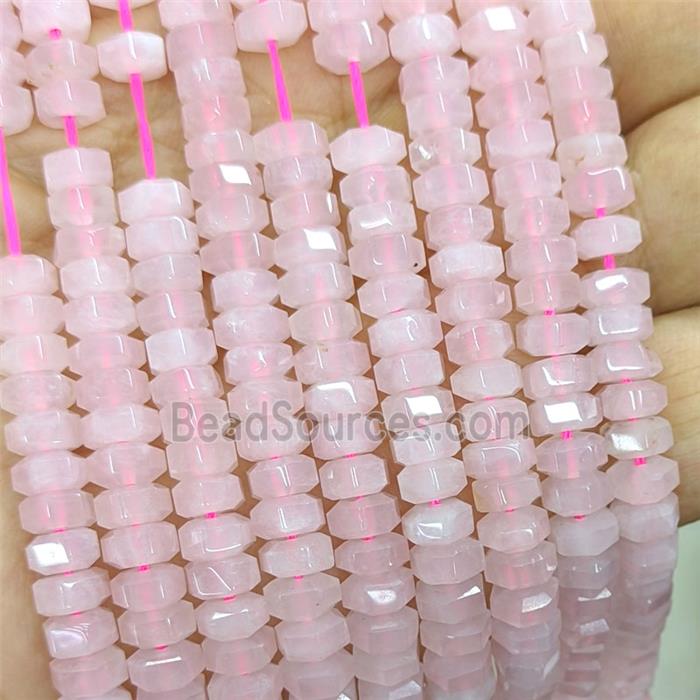 Natural Pink Rose Quartz Hexagon Beads
