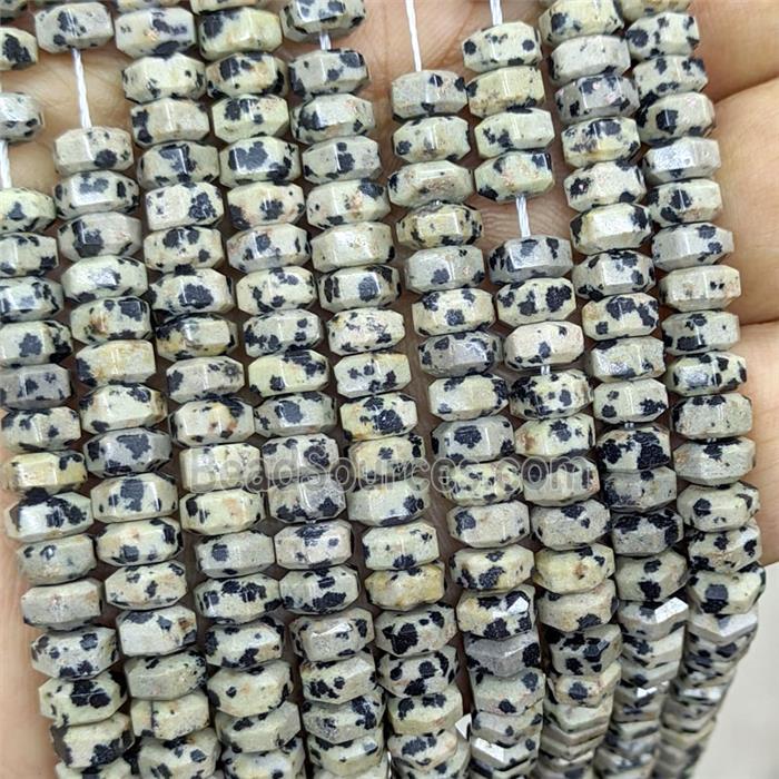 Natural Black Dalmatian Jasper Hexagon Beads
