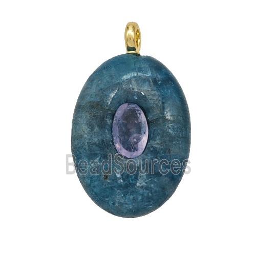 Natural Blue Apatite Oval Pendant