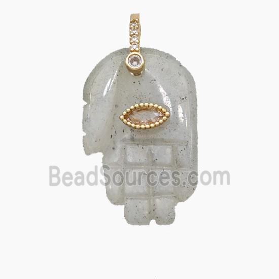 Natural Labradorite Buddha-Hand Pendant
