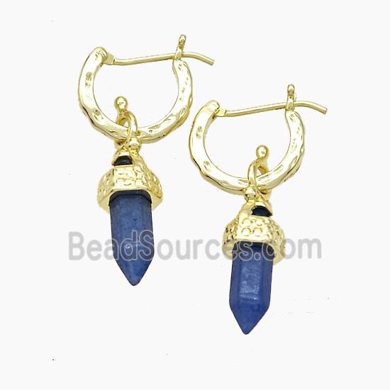 Copper Leaveback Earrings With Blue Lapis Gold Plated