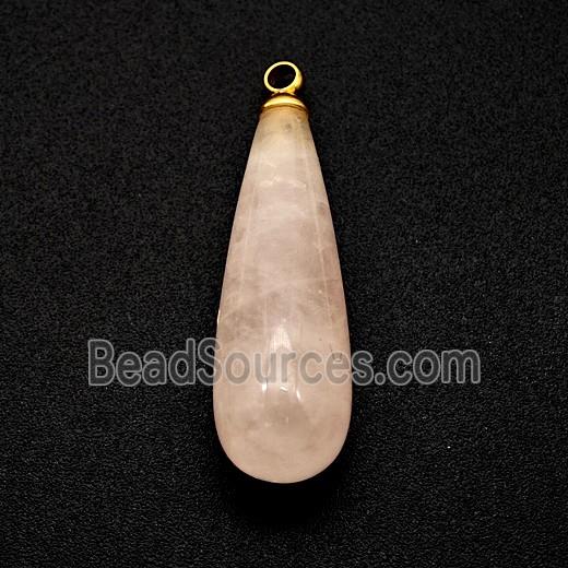Natural Pink Rose Quartz Teardrop Pendant