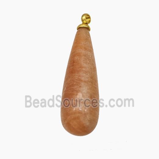 Natural Sunstone Teardrop Pendant Peach
