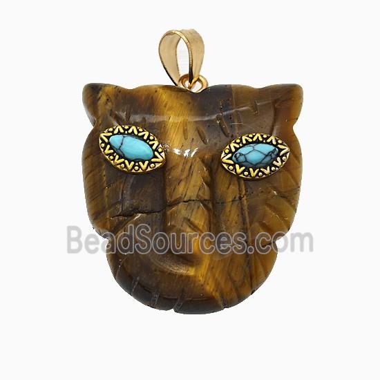Tiger Eye Stone Leopard-header Pendant
