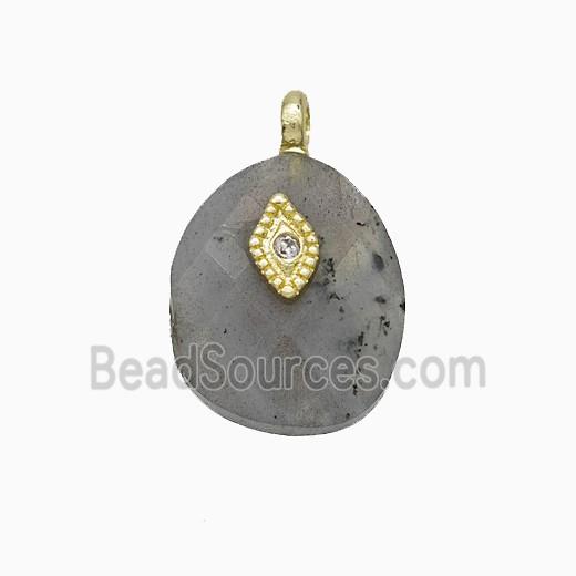Labradorite Teardrop Pendant With Copper Eye Gold Plated