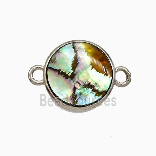 Abalone Shell Circle Connector Platinum Plated
