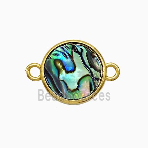 Abalone Shell Circle Connector Gold Plated