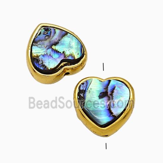 Abalone Shell Heart Beads Gold Plated