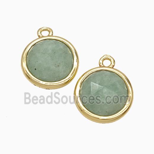 Green Aventurine Circle Pendant Gold Plated