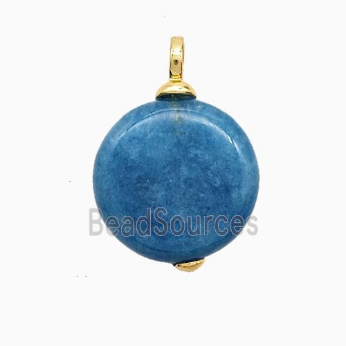 Blue Sponge Jade Coin Pendant Dye