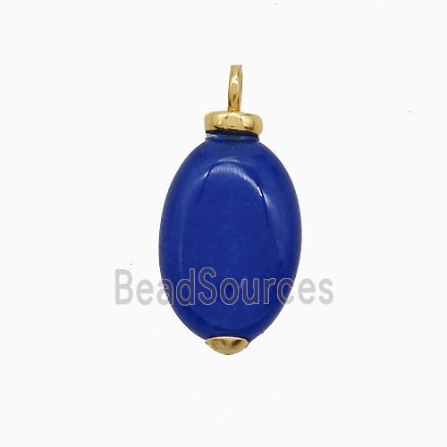Blue Dye Jade Oval Pendant