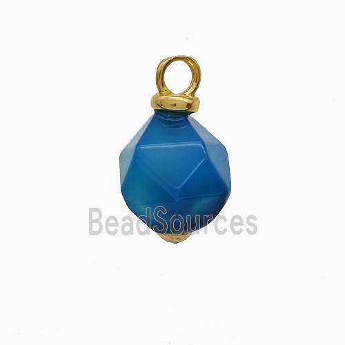 Blue Dye Agate Ball Pendant Faceted