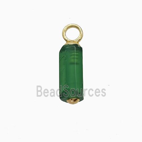 Green Dye Agate Stick Pendant