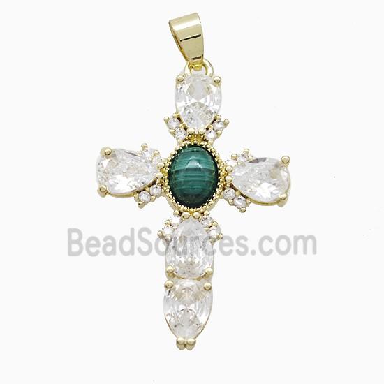 Copper Cross Pendant Pave Cubic Zirconia Gold Plated