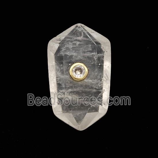 Clear Quartz Prism Pendant Pave Zirconia