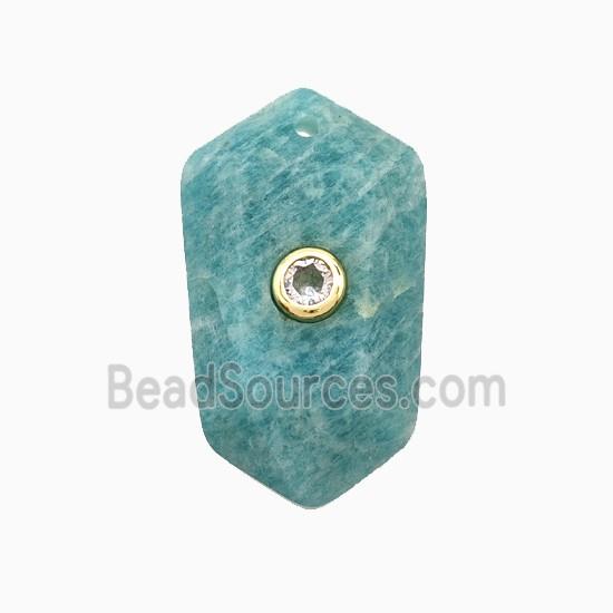Green Amazonite Prism Pendant Pave Zirconia