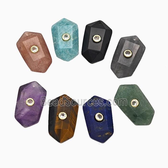 Mix Gemstone Prism Pendant Pave Zirconia