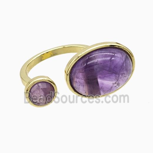 Copper Rings Pave Amethyst Gold Plated