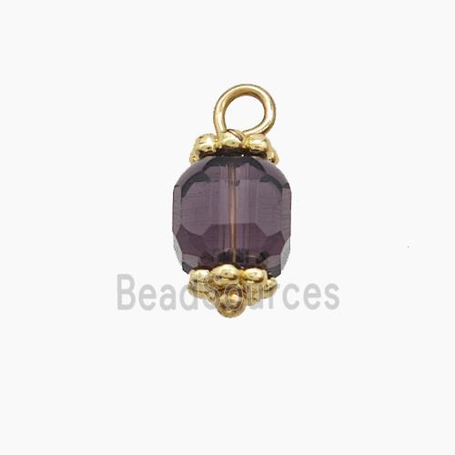 Purple Crystal Glass Pendant Copper Gold Plated