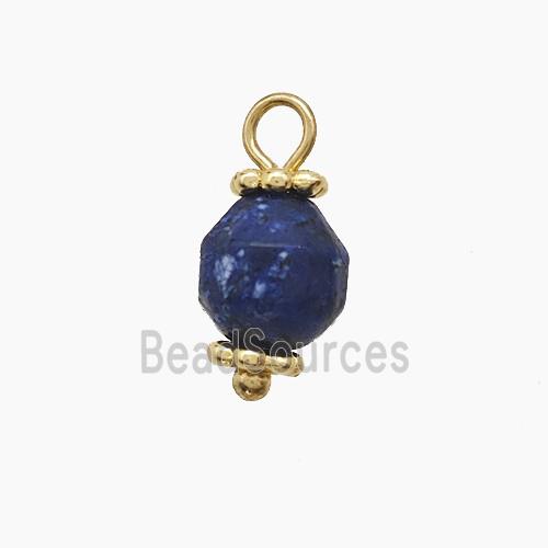 Lapisblue Dye Jade Prism Pendant Copper Gold Plated